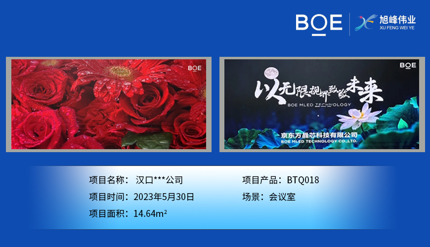 漢口***公司安裝調(diào)試完成！ 尺寸:7.04*2.08m ；像素點(diǎn):3784*1118